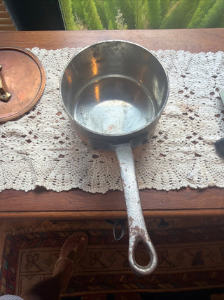 Vintage Hammered France 6 3/4"Copper Sauce Pan with Lid