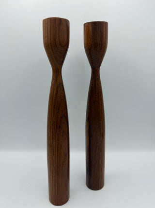 Danish Teak Tulip Candlesticks