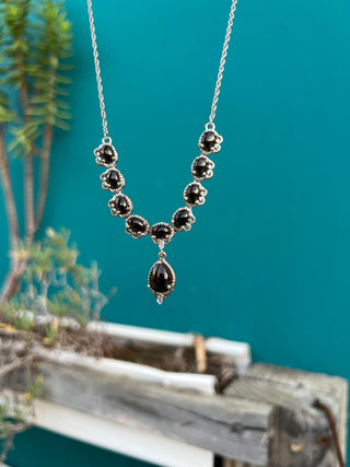 925 SS Hematite Lariat Necklace 18"