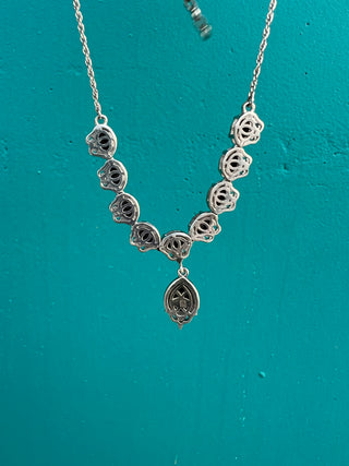 925 SS Hematite Lariat Necklace 18"