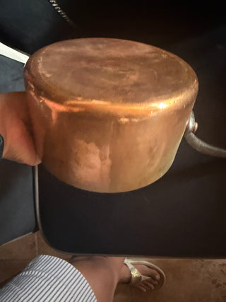 Vintage Hammered France 6 3/4"Copper Sauce Pan with Lid