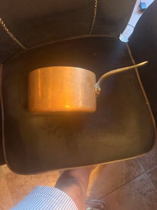 Vintage French Copper Sauce Pan  7.3" Hammered Tin Lining 3mm 5.1 lb