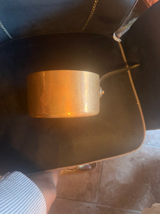 Vintage French Copper Sauce Pan  7.3" Hammered Tin Lining 3mm 5.1 lb