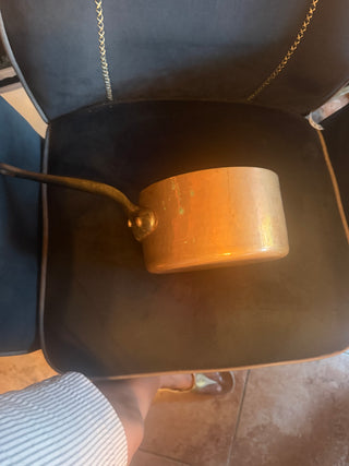 Vintage French Copper Sauce Pan  7.3" Hammered Tin Lining 3mm 5.1 lb