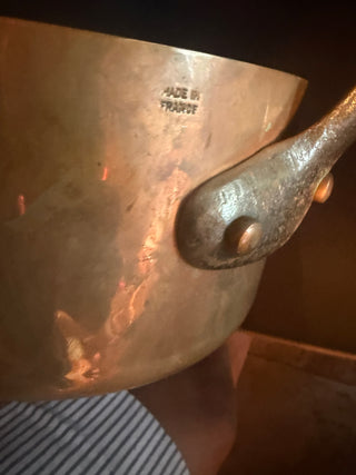 Vintage French Copper Sauce Pan  7.3" Hammered Tin Lining 3mm 5.1 lb