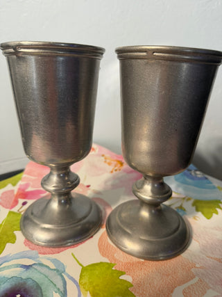 Chalice Medieval Pewter Goblet SET TWO