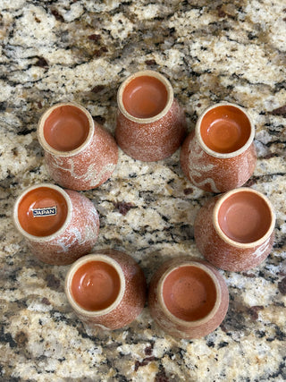 8 Piece Sake Set, MCM Rust/Brown