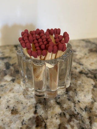Small Floral Glass Match Holder