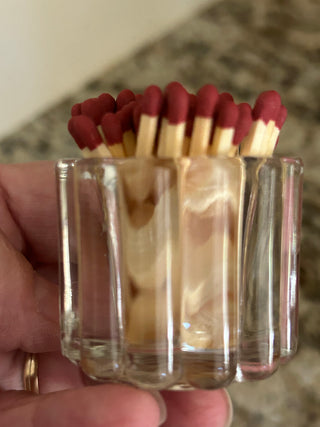 Small Floral Glass Match Holder