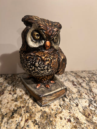 Large Vintage Owl on Book Figurine
