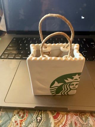 Starbucks ceramic Gift / Gift Card Holder White with Green Logo