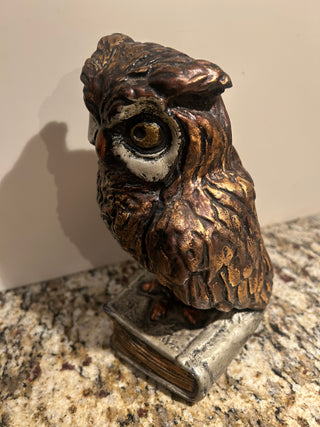 Large Vintage Owl on Book Figurine