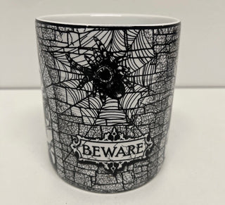 222 Fith Hallow's Eve Halloween Raven Owl Spider Beware Castle Ceramic Mug