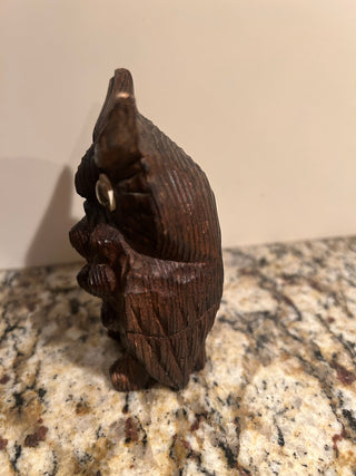 4.5” Vintage Wood-Carved Owl Figurine