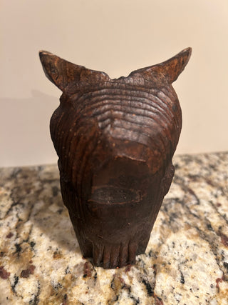 4.5” Vintage Wood-Carved Owl Figurine