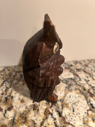 4.5” Vintage Wood-Carved Owl Figurine
