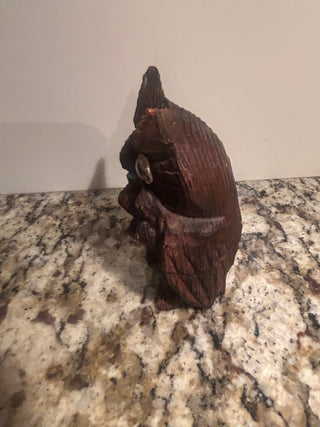 4” Vintage Wood-Carved Owl Figurine