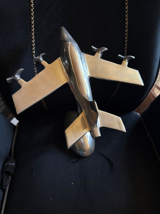 Art Deco Airplane 4 Propeller Plane Sculpture Aircraft Desk Shelf Model Metal VV