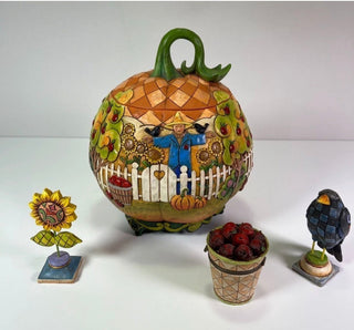Jim Shore Heartwood Creek 2006 Harvest Pumpkin Jar 3 Accessories Original Box