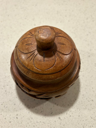 Round Wood Trinket Box with Lid
