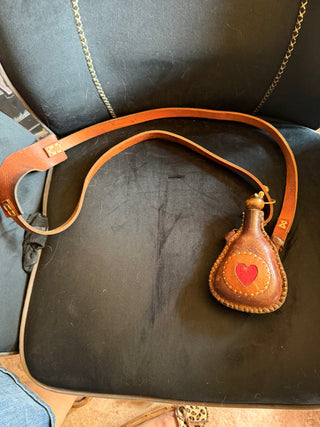 Handmade Leather Loader Hard Ball Shot Flask with heart VV