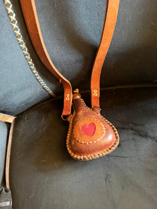 Handmade Leather Loader Hard Ball Shot Flask with heart VV