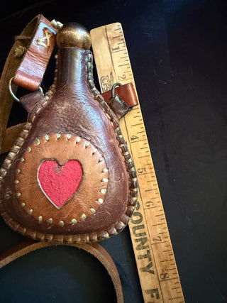 Handmade Leather Loader Hard Ball Shot Flask with heart VV