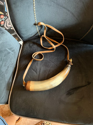 Antique Powder Horn with Original Leather Strap  VV