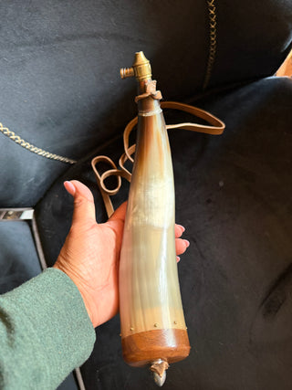 Antique Powder Horn with Original Leather Strap  VV
