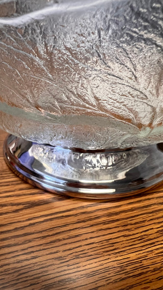 Pressed Glass Cabbage Bowl with Silver-Plated Pedestal