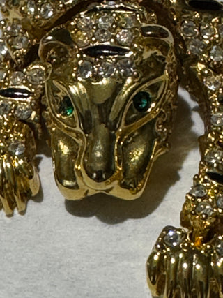 Articulate rhinestone tiger pin