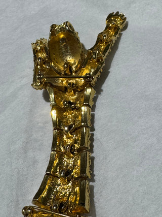 Articulate rhinestone tiger pin