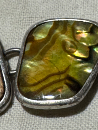 Stone, wood and mother of pearl  bracelet