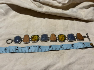 Stone, wood and mother of pearl  bracelet