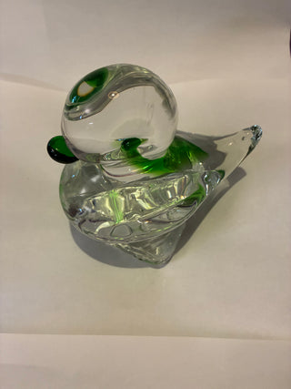 Glass clear and green blown duck