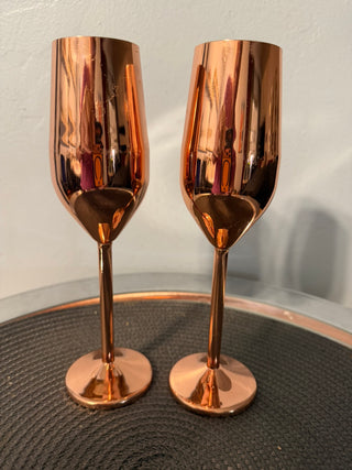 Wine Flutes Rose Gold Set of TWO