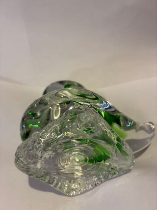 Glass clear and green blown duck
