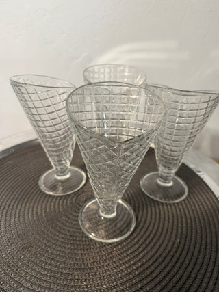 ROCCO BORMIOLI WAFFLE CONE GLASS Italy set of FOUR