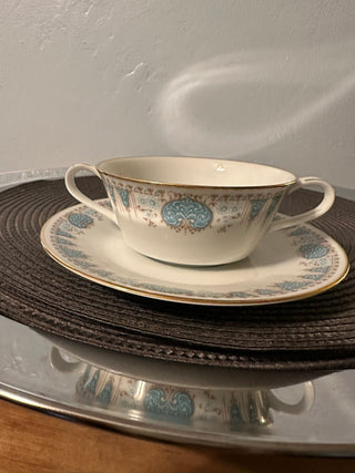 Vintage A Cream Soup Bowl/Saucer Blue Tide MTS