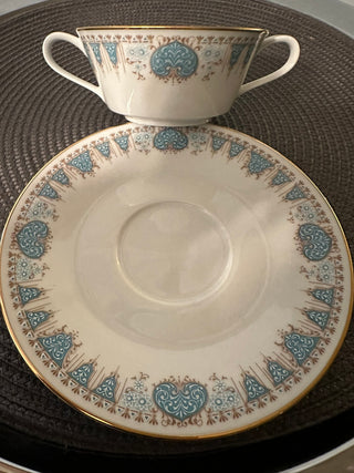 Vintage B Cream Soup Bowl/Saucer Blue Tide MTS