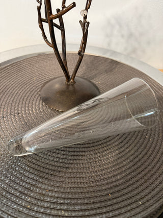 Vase Fluted Glass Metal Branch Stand