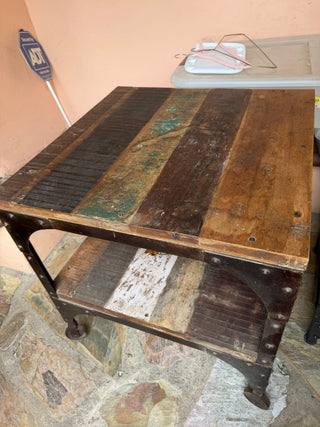 Metal and wood industrial table VV