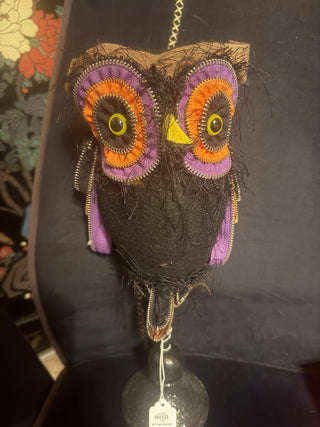 15" Felt Owl on Glittered Pedestal Silvestri Halloween or year round