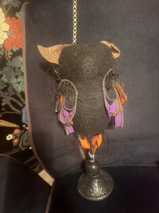 15" Felt Owl on Glittered Pedestal Silvestri Halloween or year round