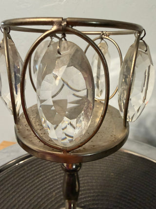 Candleholders SET TWO- silver/crystal