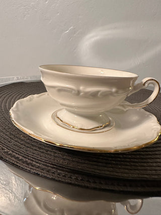 Vintage Teacup SET SIX w/Saucers Hertel Jacob MTS