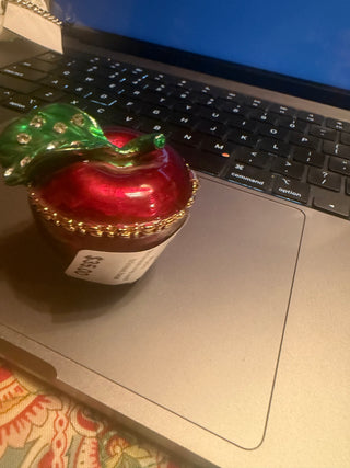 Apple Rhinestone leaf trinket box
