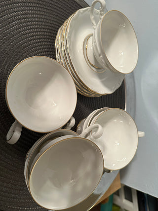Vintage Teacup SET SIX w/Saucers Hertel Jacob MTS