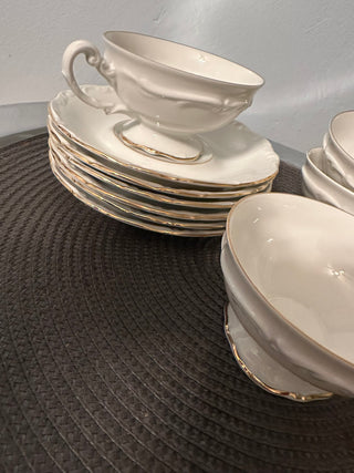 Vintage Teacup SET SIX w/Saucers Hertel Jacob MTS
