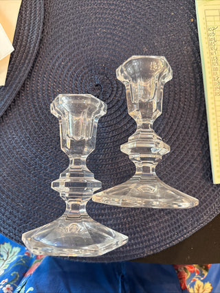 Vintage Chrystal (2) candlesticks, 4"